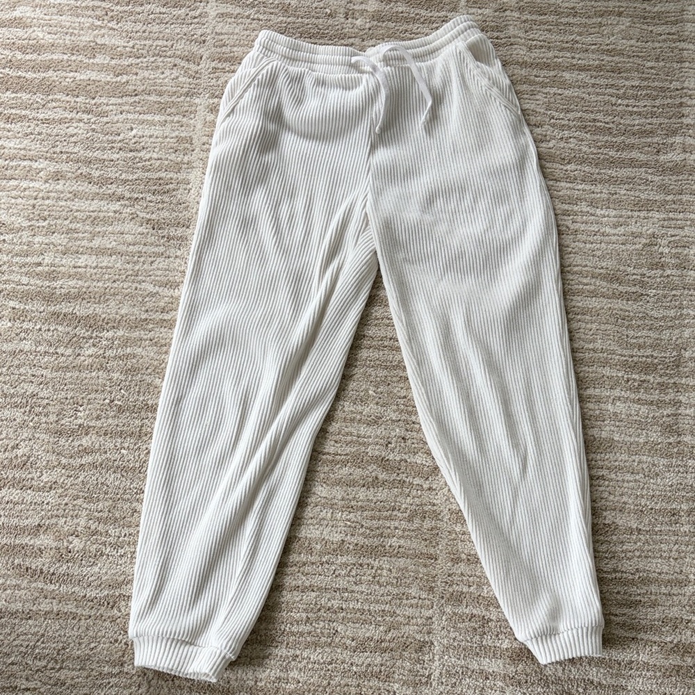 Abercrombie Cream Ribbed Joggers